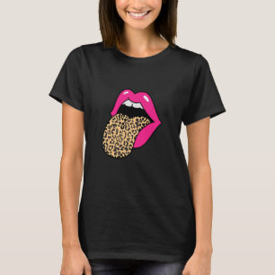 Warme Rosa Lippen Leopard Zunge T-Shirt