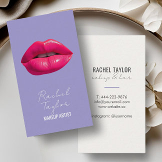 Warme rosa Lippen | Lila Makeup-Visitenkarte Visitenkarte