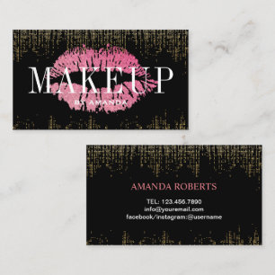 Warme rosa Lippen Makeup Artist Modernes Gold Conf Visitenkarte