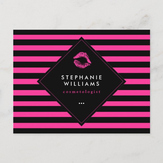 Warme rosa Lippen Makeup Artistry Comp Card Postkarte (Vorderseite)