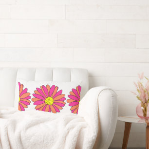 Warme rosa Orange Daisies Lendenkissen
