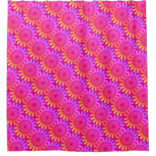 Warme rosa orangefarbene Blumenmuster Moderne Farb Duschvorhang