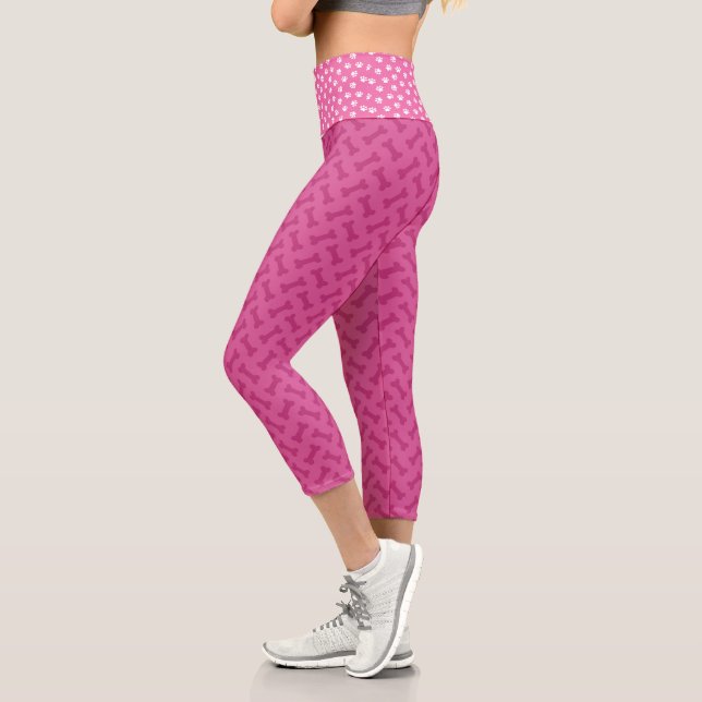 Warme rosa Paare und Knochen Capri Leggings (Links)