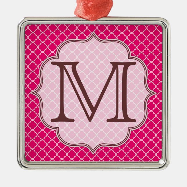 Warme rosa Quarterfolie Latti Monogramm Ornament (Vorne)