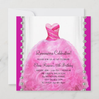 Warme Rosa Quinceanera Einladung