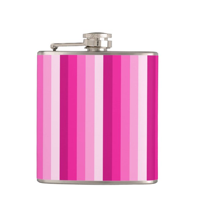 Warme rosa Schattenstreifen Flachmann (Vorderseite)