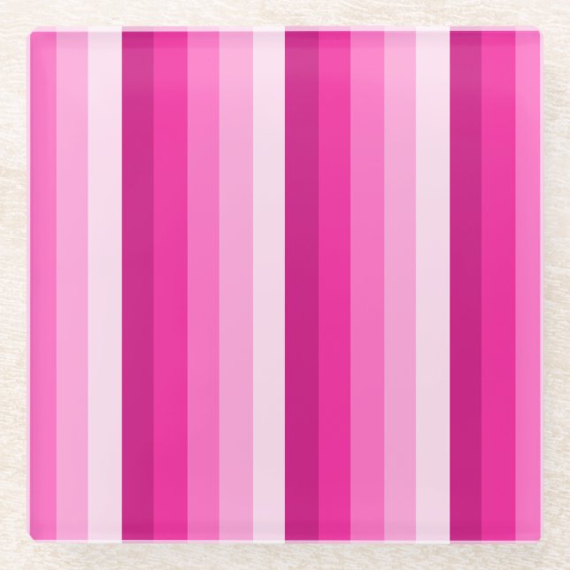 Warme rosa Schattenstreifen Glasuntersetzer (Vorderseite)