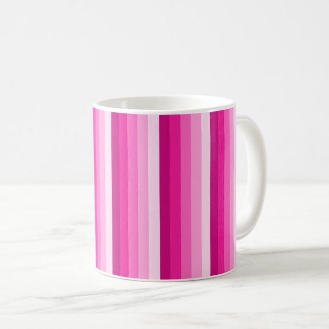 Warme rosa Schattenstreifen Kaffeetasse (VorderseiteRechts)