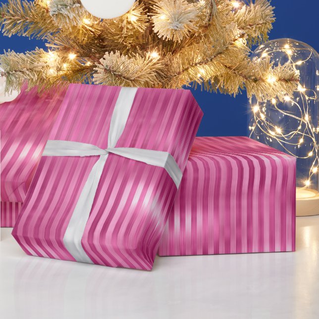 Warme rosa Streifen Geschenkpapier (Feiertage)
