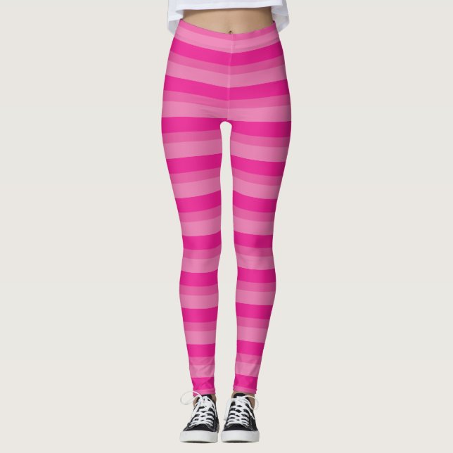 Warme rosa Streifen Leggings (Vorderseite)