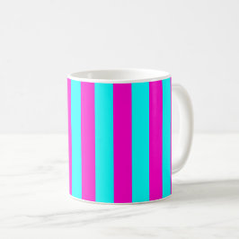 Warme rosa und blaue türkisfarbene Streifen Kaffeetasse