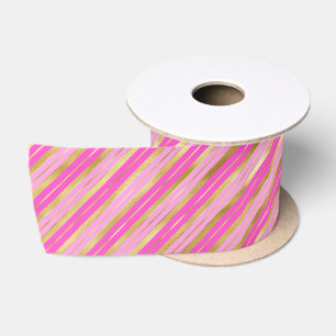 Warme Rosa und goldene Streifen Satinband