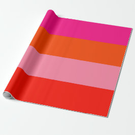 Warme rosa und helle Orangen Streifen Geschenkpapier