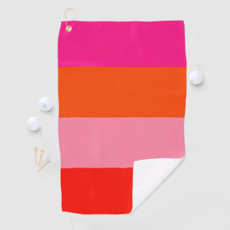 Warme rosa und helle Orangen Streifen Golfhandtuch