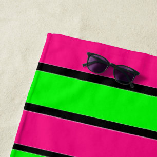Warme Rosa und kalkgrüne Streifen Strandtuch