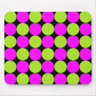 Warme rosa und Limone Polka-Punkte Mousepad