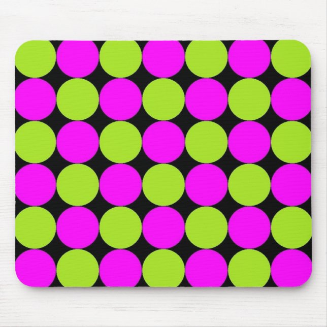 Warme rosa und Limone Polka-Punkte Mousepad (Vorne)