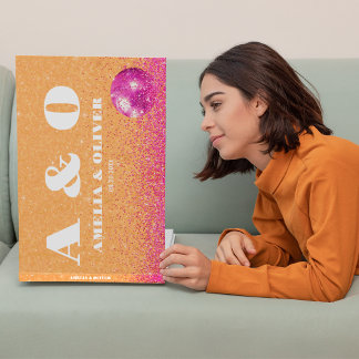 Warme rosa und orangefarbene Retro-Diskotheken Hoc Gästebuch