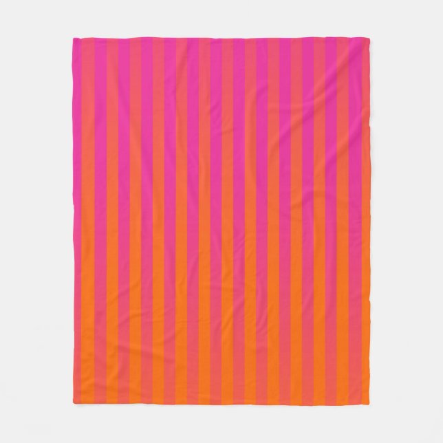 Warme rosa und orangefarbene Streifen Fleecedecke (Vorderseite)