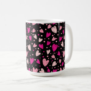 Warme rosa und rosa Herzen und Polka Punkte Kaffeetasse
