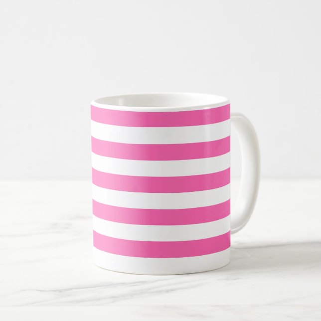 Warme Rosa und weiße Streifen Kaffeetasse (VorderseiteRechts)