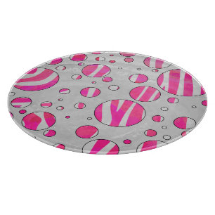 Warme rosa und weiße Zebra-Polka-Punkte Schneidebrett