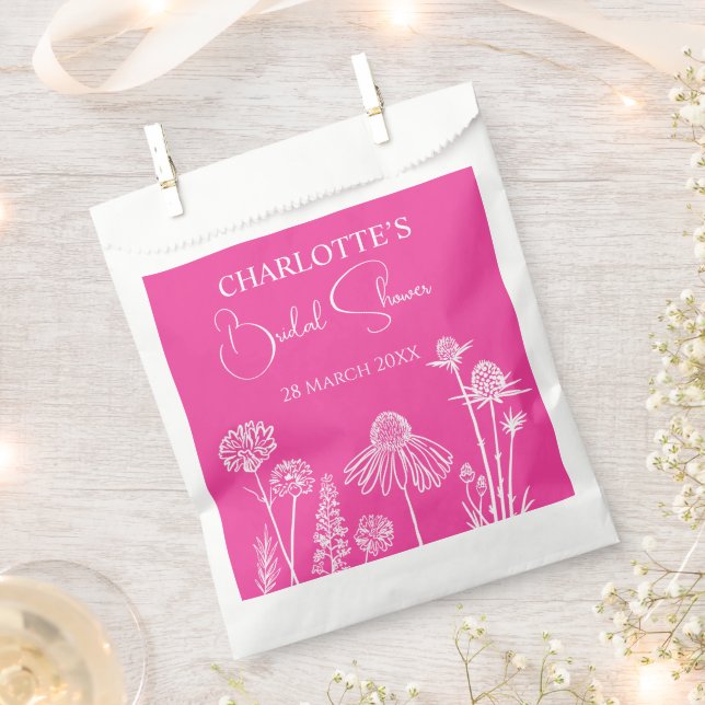 Warme rosa Wildblumen gezeichnet Geschenktütchen (Ausgeschnitten)