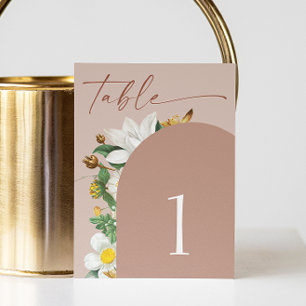Warme Rosé-Beige-Blumen Hochzeit Gedämpfter Tonb Tischnummer