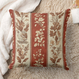 Warme Rosthenne Toile Französisches Landhausmuster Kissen