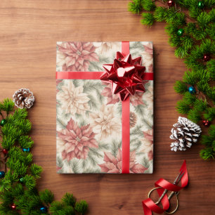 Warme Rot Grüne Weihnachtsblumen Geschenkpapier