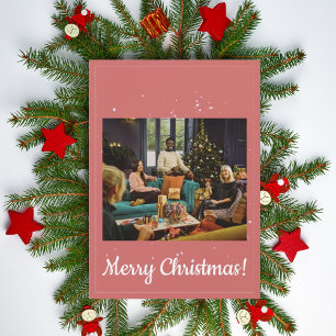 Warme Rote Familie Foto Frohe Weihnachtsgrüße Feiertagskarte