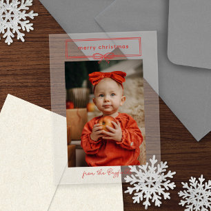 Warme rote hübsche Schleife Foto Frohe Weihnachten Acryleinladungen