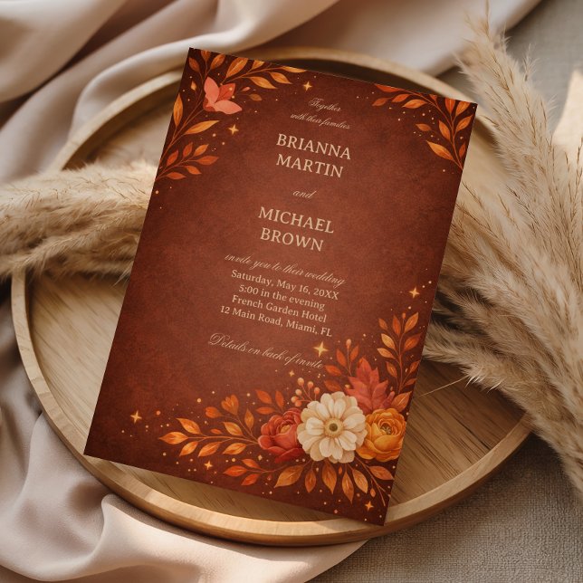 Warme Rustikale Blumen Herbst Elegant Einladung (Von Creator hochgeladen)