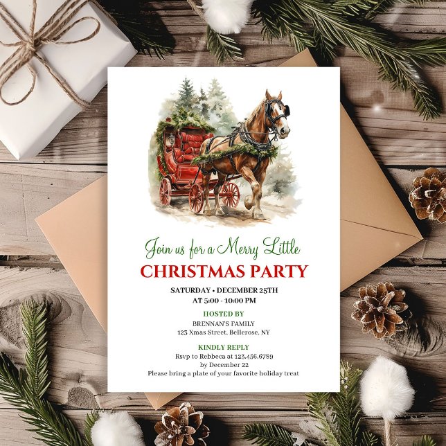 Warme rustikale Winter-Szene Weihnachtsfeier-Einla Einladung (Warm rustic winter scene Christmas party invite)