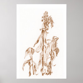 Warme saisonale botanische Tinten-Kunst elegante W Poster