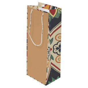 Warme Sand & Boho Blumenweinbeutel Geschenktüte Für Weinflaschen