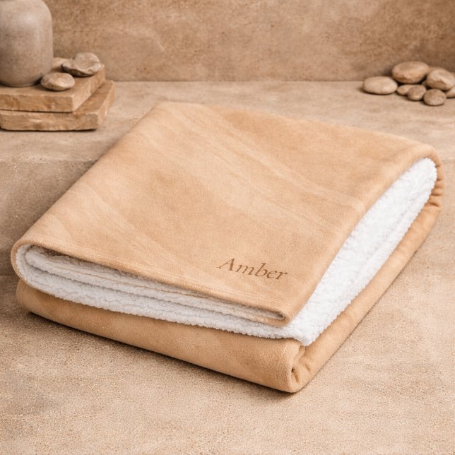Warme Sandstein-Flow-Sherpa-Decke Sherpadecke (Natural sandstone lines in warm tones for serene days and peaceful unwinding)