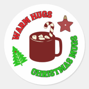 Warme Schläger und Weihnachten Tasse Retro Holiday Runder Aufkleber