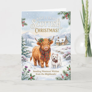 Warme schottische Weihnachts-Hochlandkuh-Karte Karte