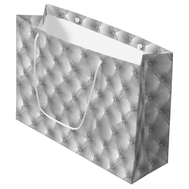 Warme Soft Gray Chic Imitate Velvet Große Geschenktüte (Vorderseite Schrägansicht)