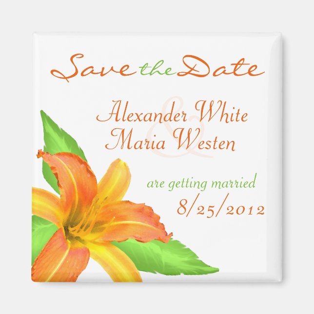Warme Sommer-Blume Hochzeit speichern Sie das Date Magnet (Vorne)