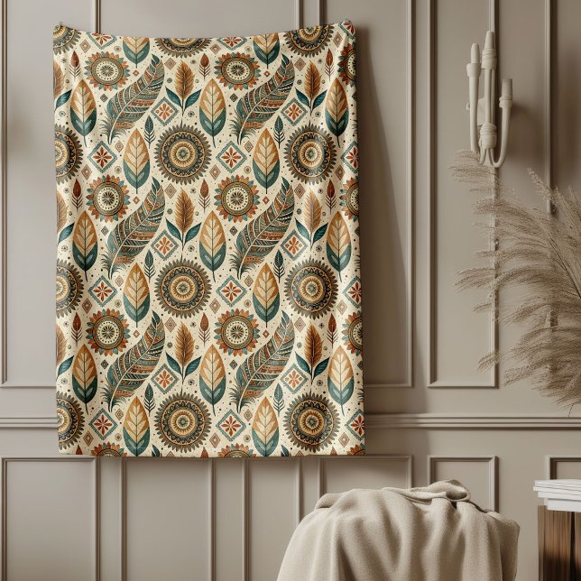 Warme Südweststämme Blanket Erde Tone Farben Fleecedecke (Warm Southwestern Tribal Blanket Earth Tone Colors)