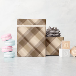 Warme Tanbraune Holzhütte Eiche Karomuster Geschenkpapier