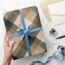 Warme Tanbraune Holzhütte Eiche Karomuster Geschenkpapier