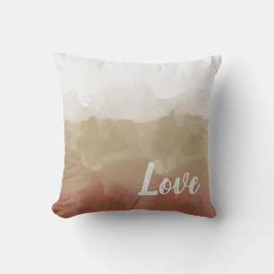 Warme Taupe-Liebe-Wasserfarbe Kissen