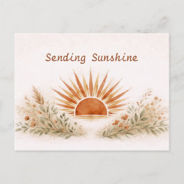 Warme Terrakotta-Boho-Sonnenstrahlen-Botanik Postkarte