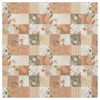 Warme Terrakotta-Pfirsich-Patchwork-Decke Herbst Stoff