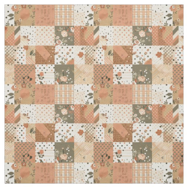 Warme Terrakotta-Pfirsich-Patchwork-Decke Herbst Stoff (Muster)