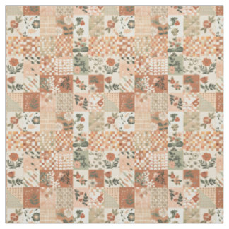 Warme Terrakotta-Pfirsich-Patchworkdecke Herbst Stoff
