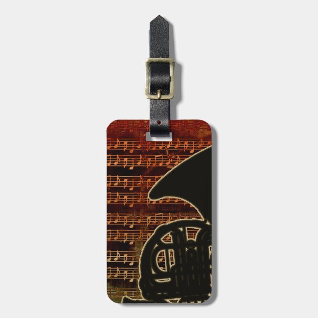 Warme Tones Französisches Horn-ID280 Gepäckanhänger (Vorderseite vertikal)